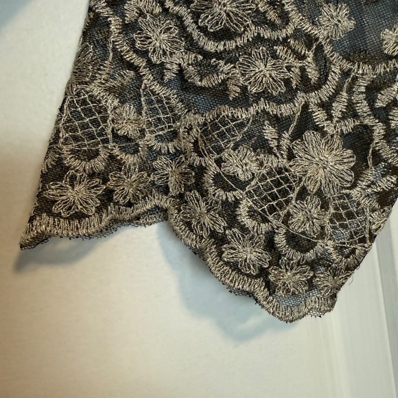 Anthropologie BHLDN Betsy Dress Black Cream Lace Maxi Gown Size 10 - Picture 5 of 15